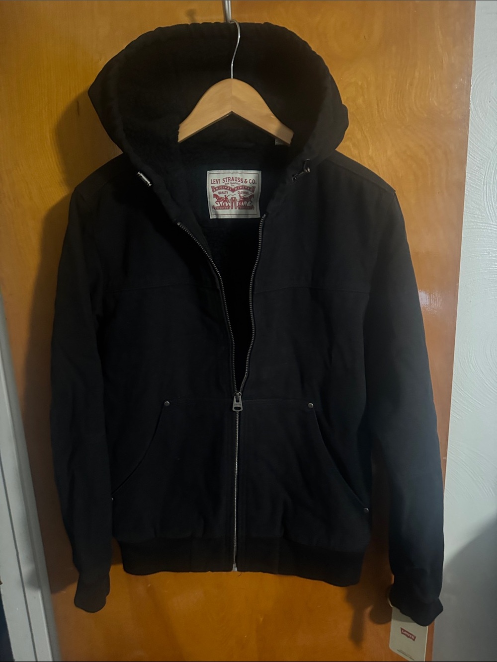 Levis Work Jacket Mens Small Black Sherpa Canvas